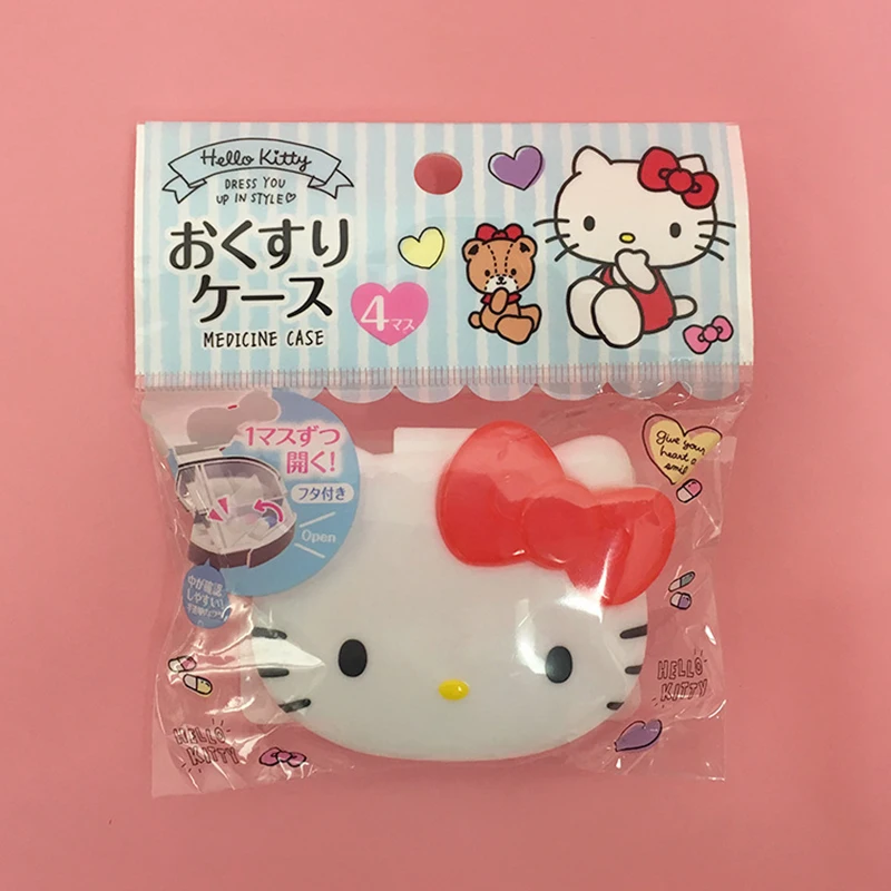 Sanrios Mini Pill Box Anime Figures Hellokitty Portable Pill Case Medication Organizer Cute Mymelody Cartoon Daily Dose Box Gift