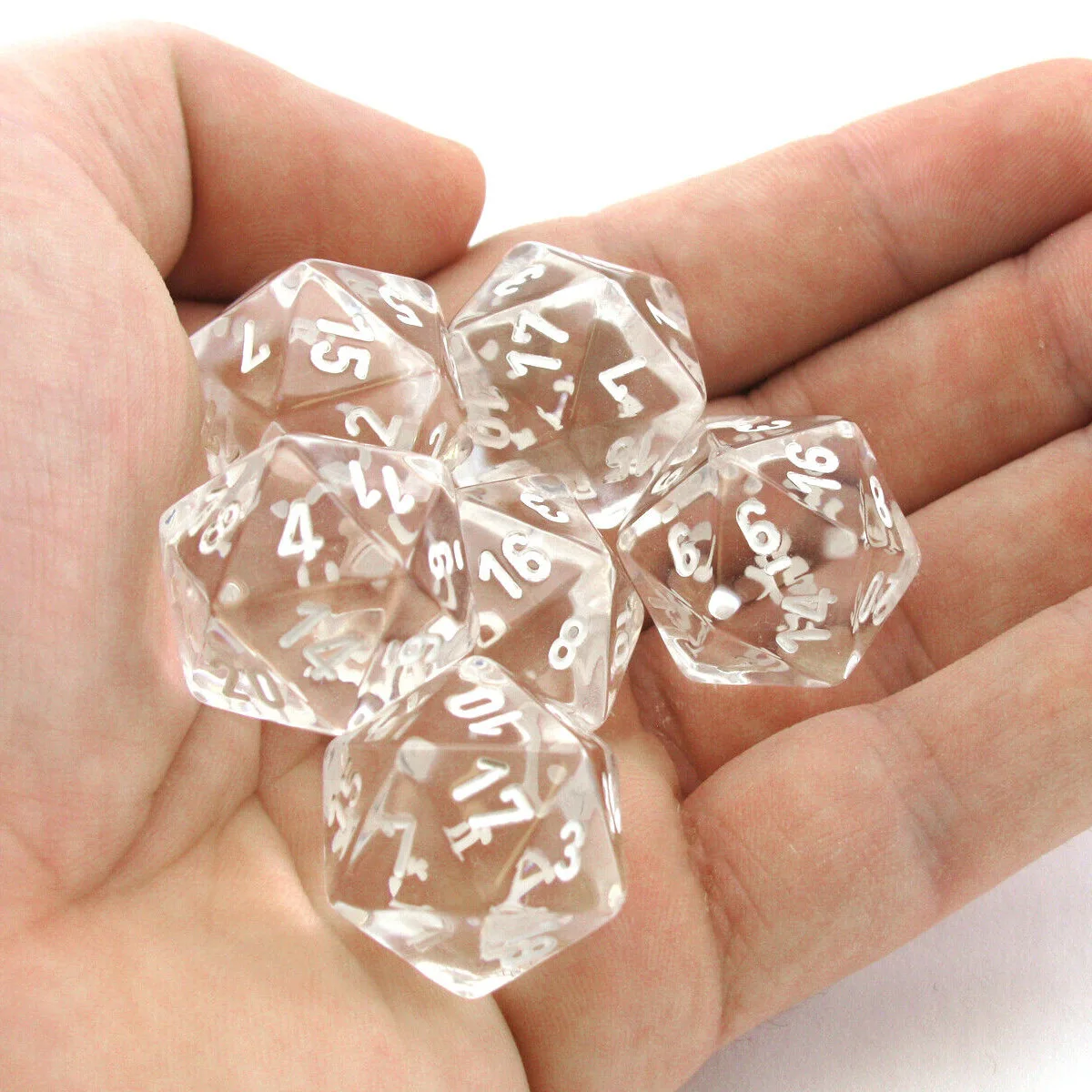 7Pcs Dice Set d4 d6 d8 d12 d20 Clear Transparent Polyhedral Effect Multi Sided Dice Role 1 2 3 4 5 6 Table Games