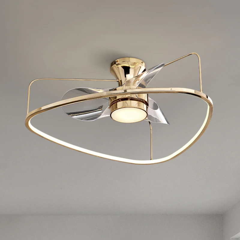 Ceiling fan light light luxury modern simple bedroom restaurant wind mute 2021