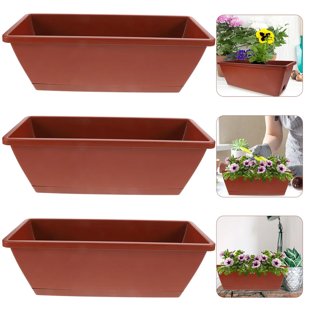 

4 set Rectangular Planter Pot Large Resin Planting Container For Garden Vegetable Herb Succulent Indoor Outdoor Garden Supply
