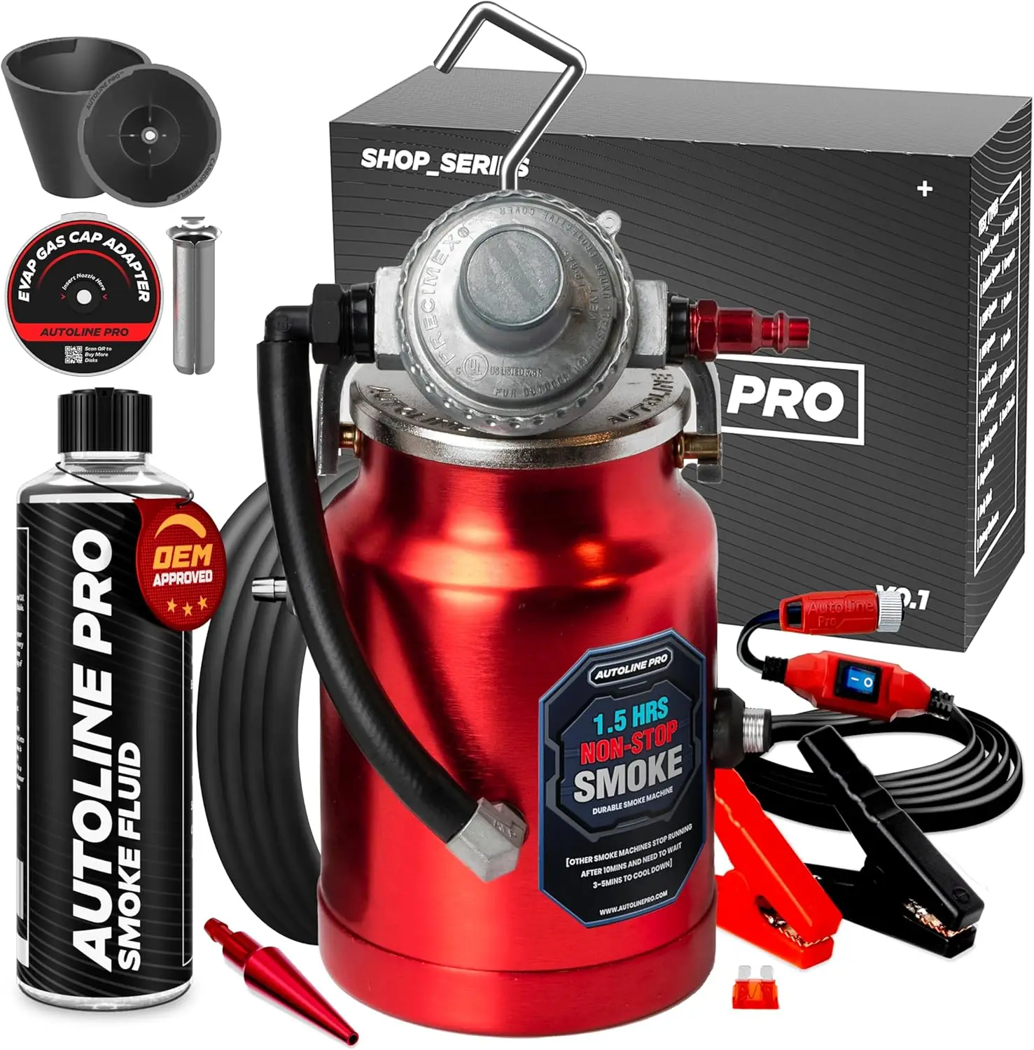 

Professional Automotive Smoke Machine for EVAP & Vacuum Leak Detection with Premium Fluid & Adapters