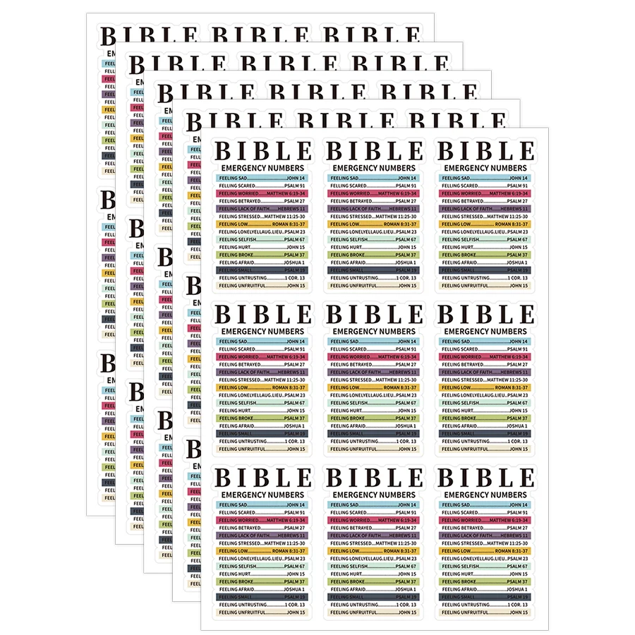 45 Pcs Bible Emergency Numbers Sticker Christian Bible Verse Jesus Decal Motivation Inspirational Stickers .