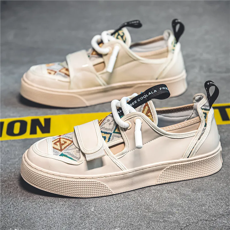 

Spring Designer New Pattern Casual Shoes Thick Bottom Versatile Trendy Shoes Khaki Sneakers for Men Zapatos Altos Hombre