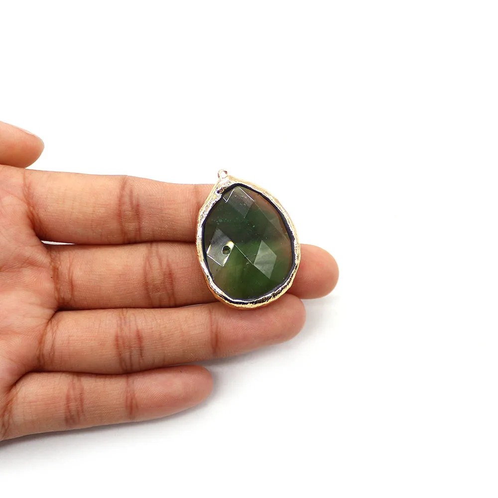 التجزئة غير النظامية النحاس مرصع الأوجه الحجر الطبيعي قلادة مجوهرات اكسسوارات 1 قطعة لصنع المجوهرات قلادة فريدة DIY بها بنفسك