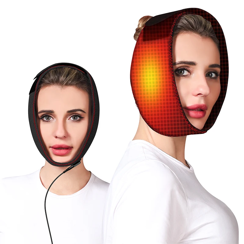 

Электрический массажер для челюстей, 3 режима нагрева, облегчение жесткости мышц лица, полнообертывание, V-образная поддержка подбородка, плотный дизайн, использование сна