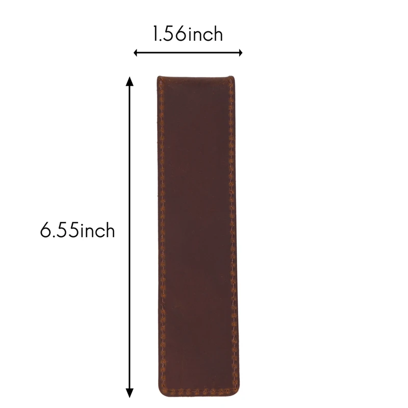 2X Pen Pouch Holder Single Pencil Bag Pen Case With Snap Button For Rollerball Fountain Ballpoint Pen-Brown