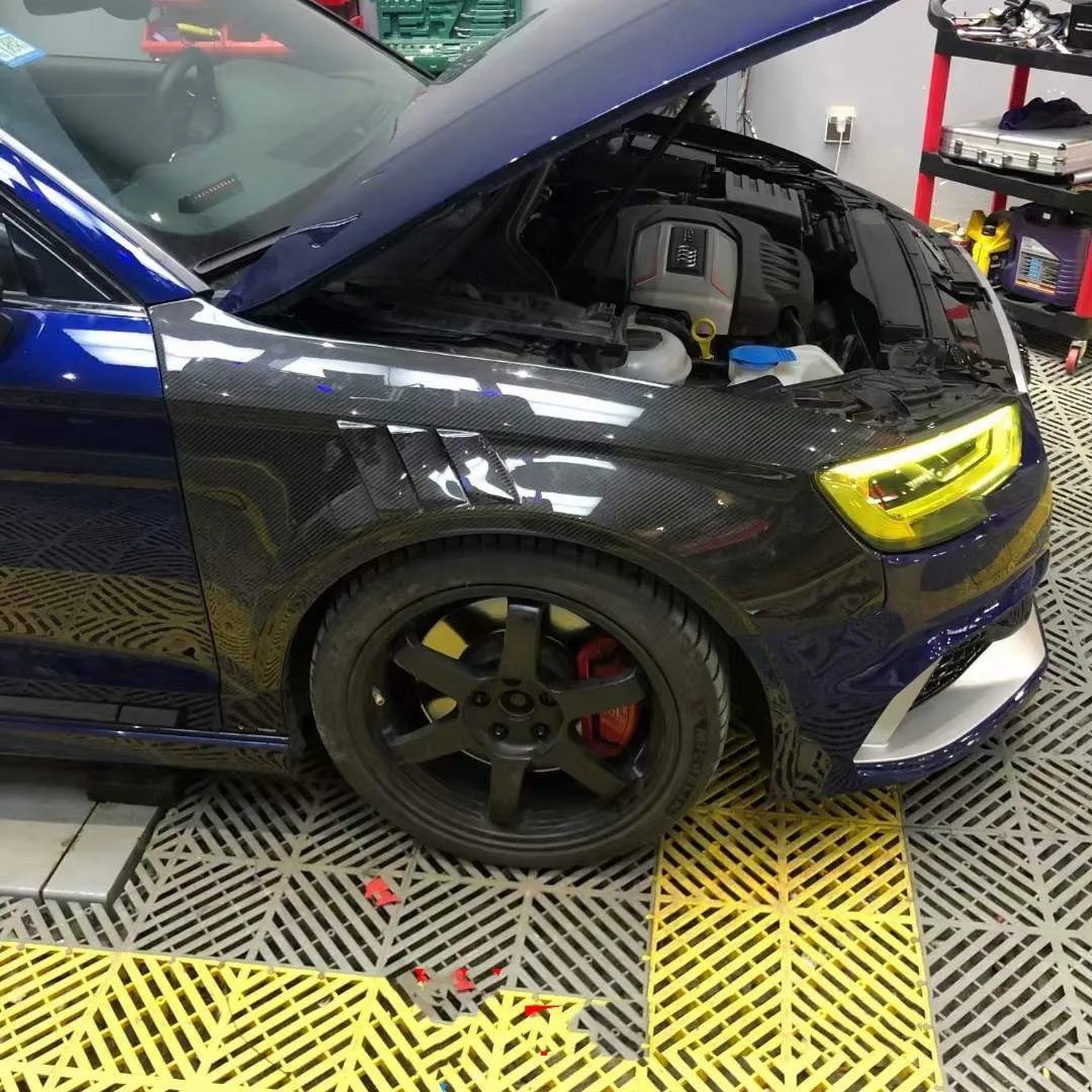 Hoge Kwaliteit BTC Zwart Droge Koolstofvezel Spatborden voor A3/S3 2017-2019 Retrofit/Upgrade