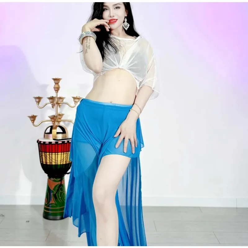 ที่กําหนดเอง Swegal Belly Dance ชุดฝึกเครื่องแต่งกาย Oriental Dance Elegant ตาข่ายลูกไม้กางเกงขากว้างชุด Top