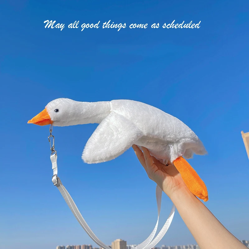 

40cm Cute Soft Big White Goose Plush Toy Kawaii Goose Doll Student Bag Cartoon Shoulder Bag Crossbody Bag Birthday Gift Girls