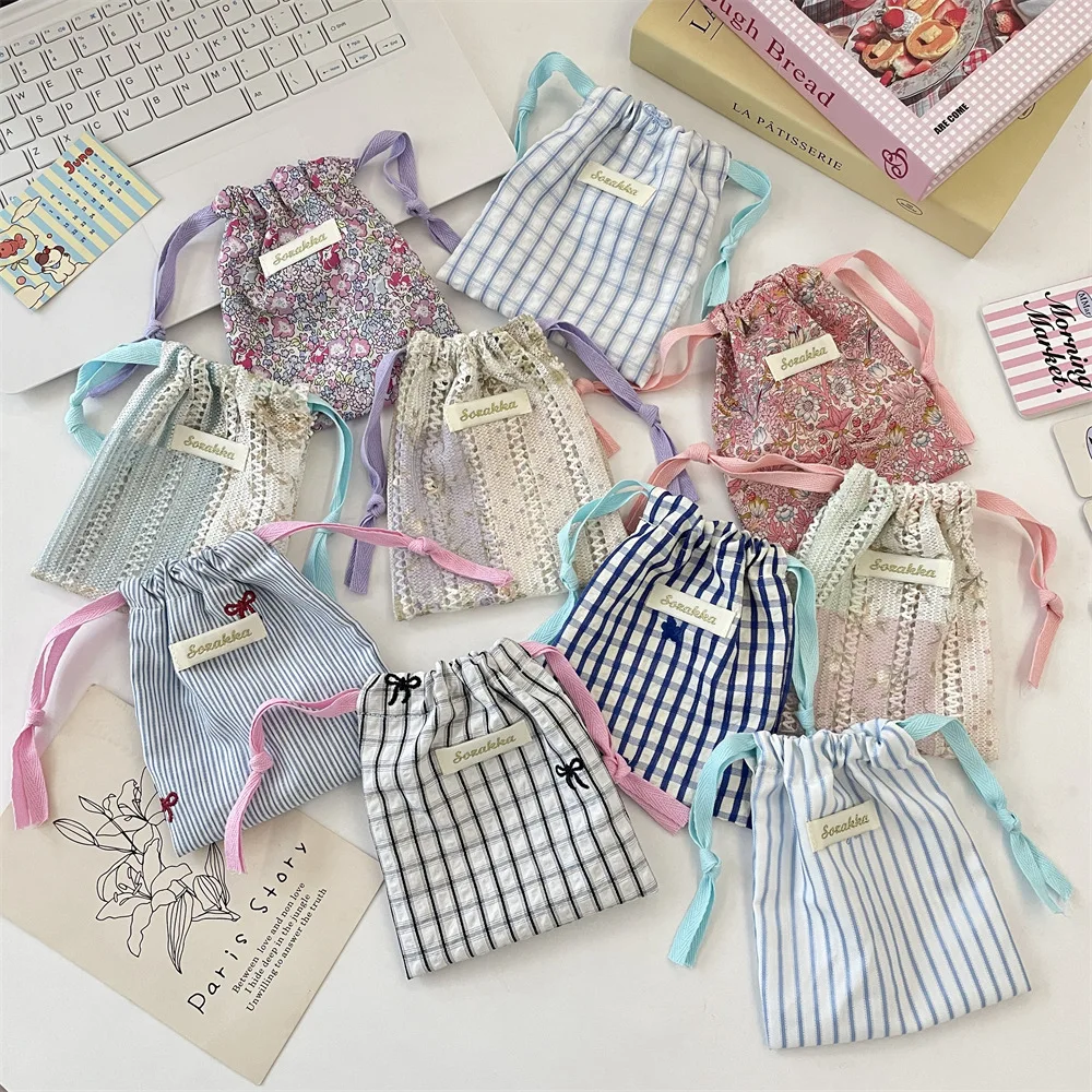 Small Fabric Drawstring Bags Large Skincare Organizer Portable Travel Organizer Bags Drawstring Bag Pouch Women Cosmetic Bag