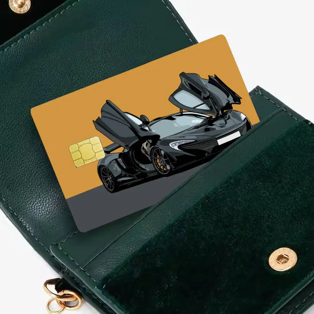 Black cool sports car 4pcs 1Set Card Stickers Small Waterproof Chip 4PCS Card Sticker Anti-Scratch
