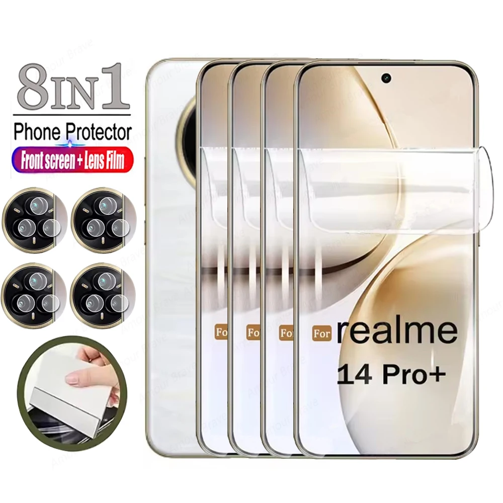 8in1 ل Realme 14 15 Pro Plus واقي للشاشة لـ Realme 13 12 11 10 9 Pro Plus طبقة هيدروجيل ناعمة وليس زجاج عدسة الكاميرا #1