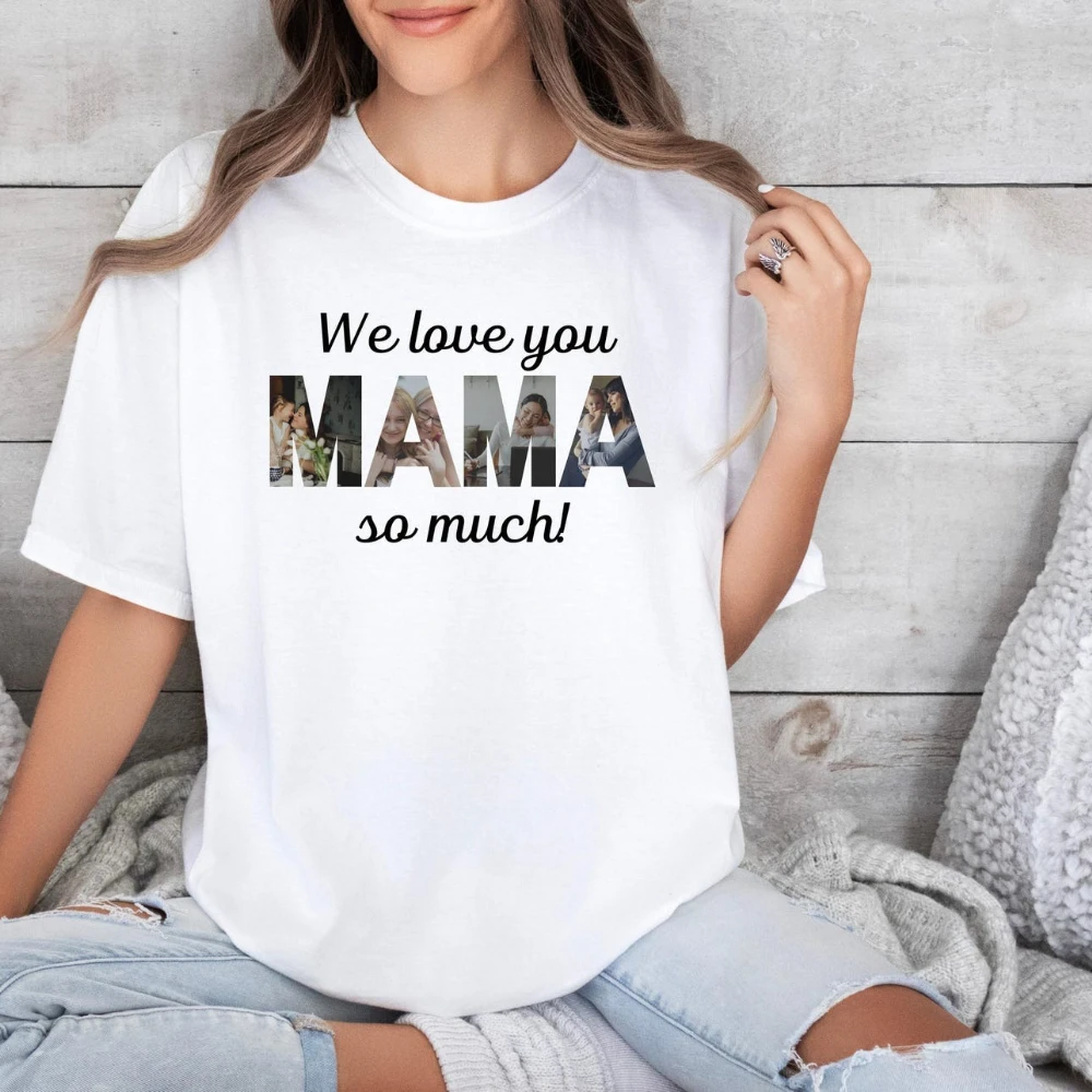 Custom Mama Photo Shirt Personalized Mom Photo Tees New Mom Gift Grandma Gift Mother Day Photo Birthday Gift for Mommy