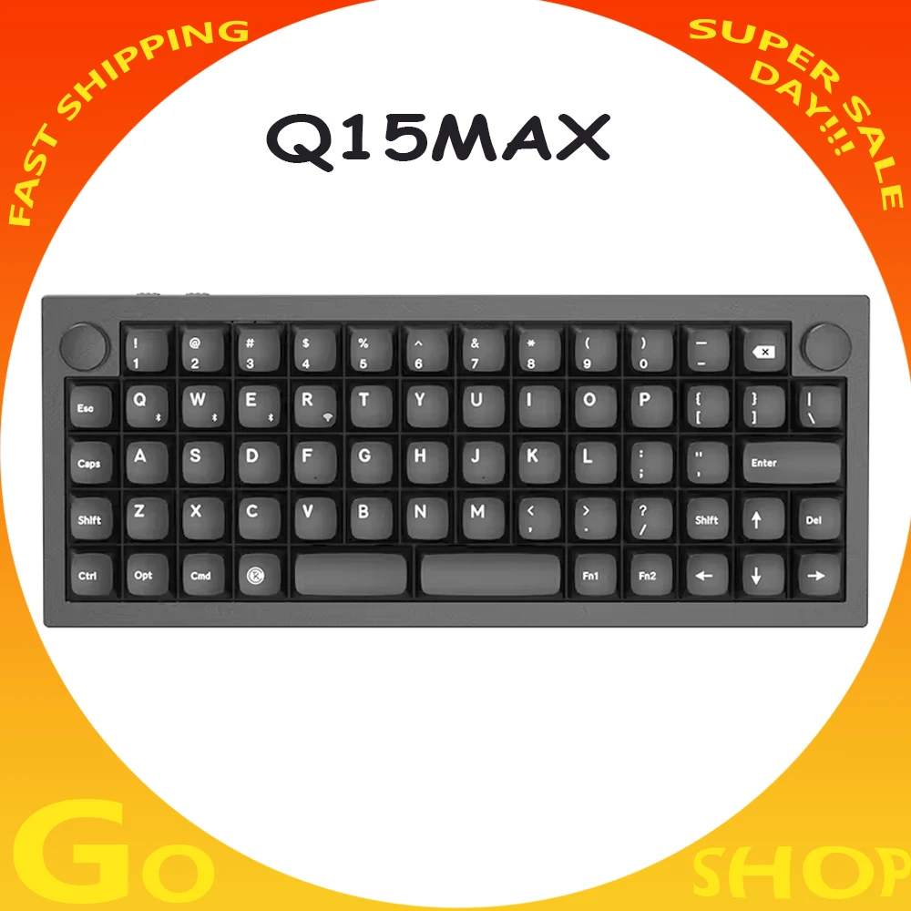 

Original Q15MAX Mechanical Keyboard Multifunctional Knob Three Mode Hot Swap Wireless Gaming Keyboard Gasket RGB PC Gamer Office