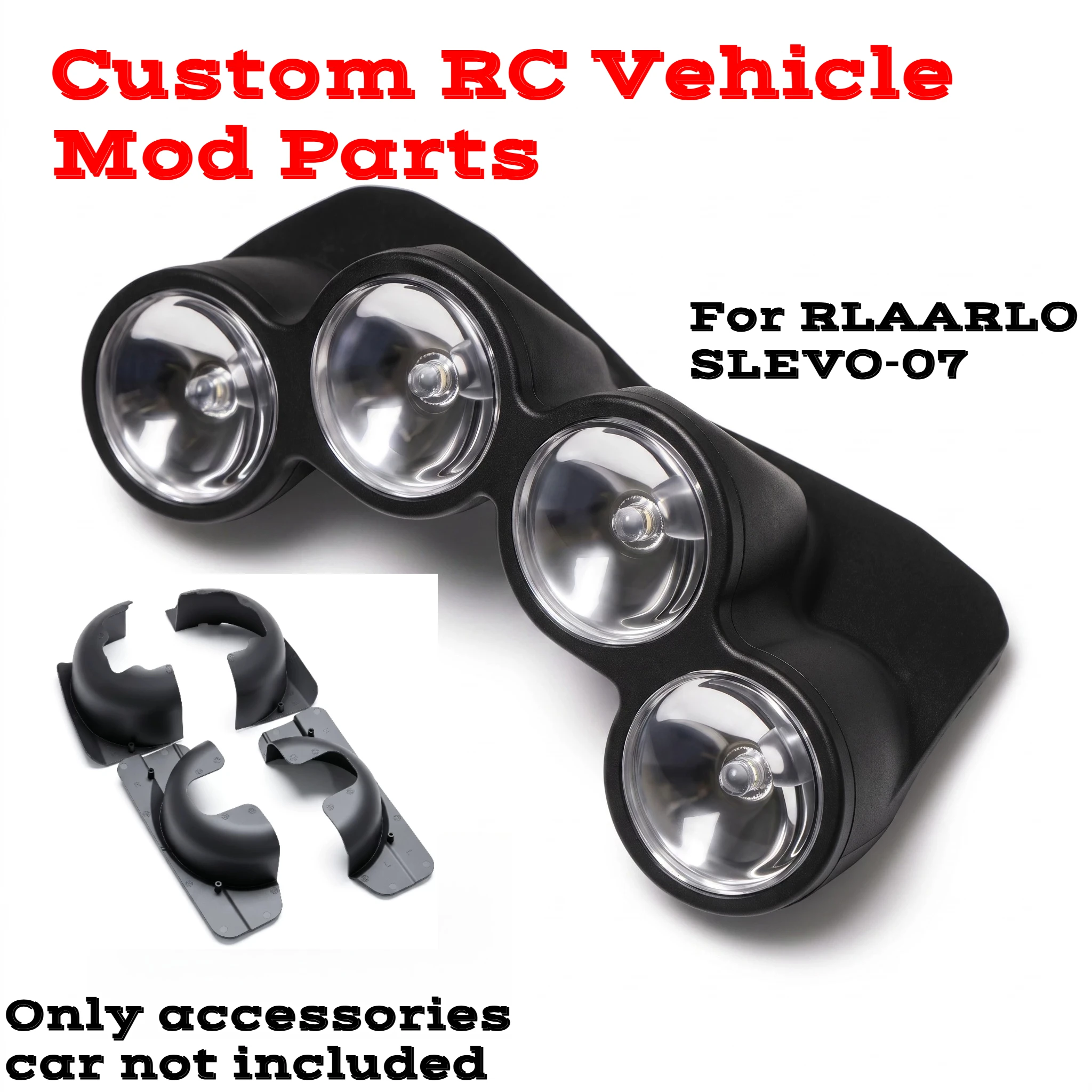 For RLAARLO SLEVO‑07 1/7 RC Rally Car Custom Front Spotlight Mud Flap Kit Scale Racing Decoration Vehicle Mod Accessories
