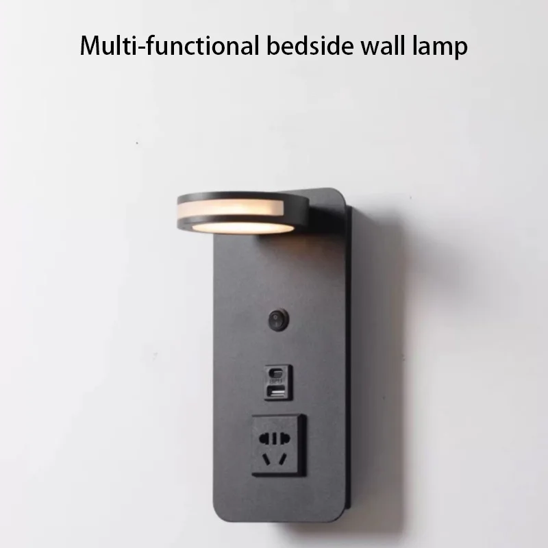 Creative multifunctional bedside wall lamp reading eye protection with switch usb socket type c wall lamp hotel wall lamps