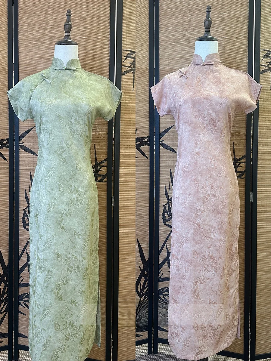 

Новое китайское платье для молодых женщин в стиле ретро, цельное, летнее, с коротким рукавом, длинная юбка, винтажный стиль, для повседневной носки