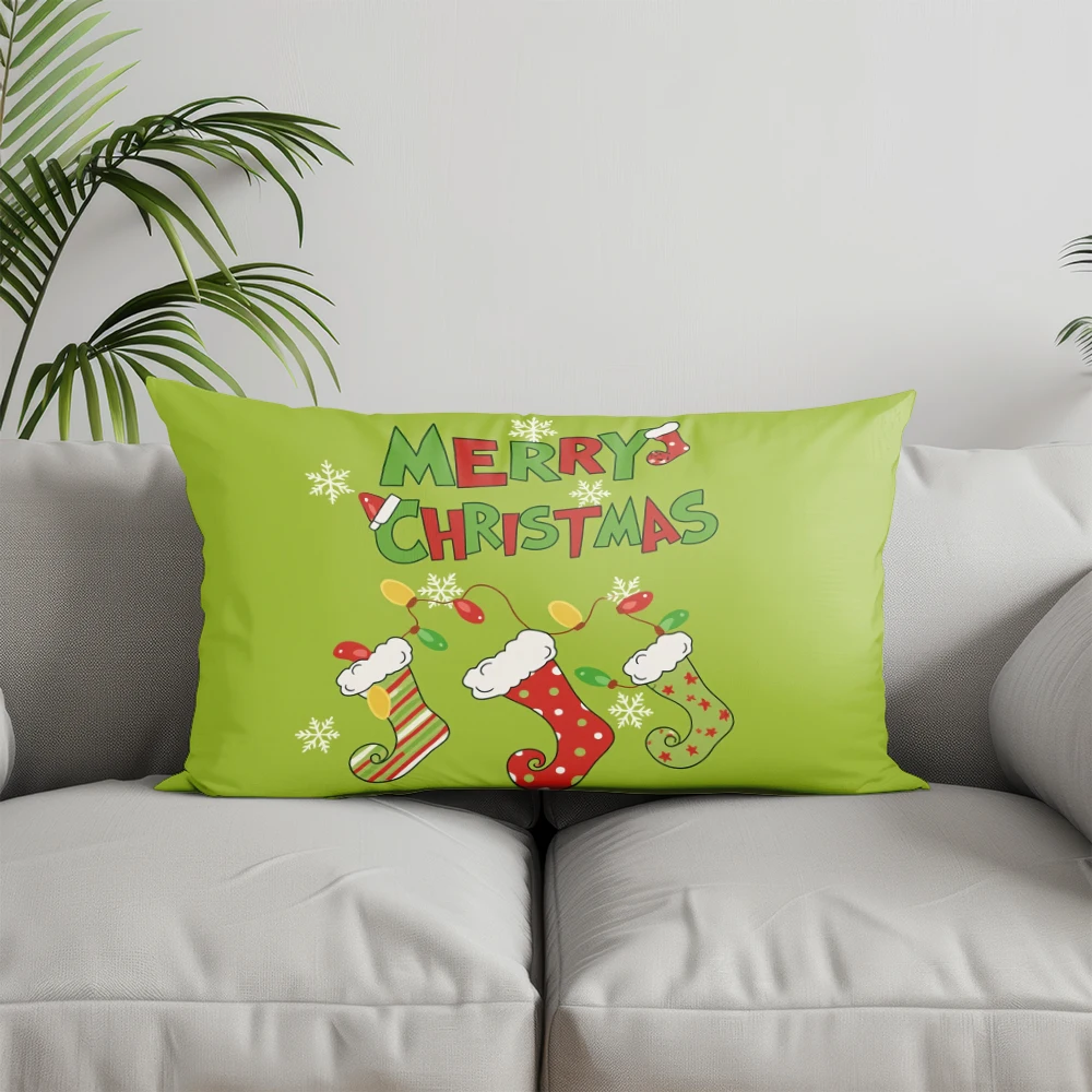 ديكور المنزل عيد الميلاد إكليل عيد ميلاد سعيد مناسبة ل أريكة غرفة نوم سيارة وسادة غطاء وسادة وسادة الظهر مستطيلة