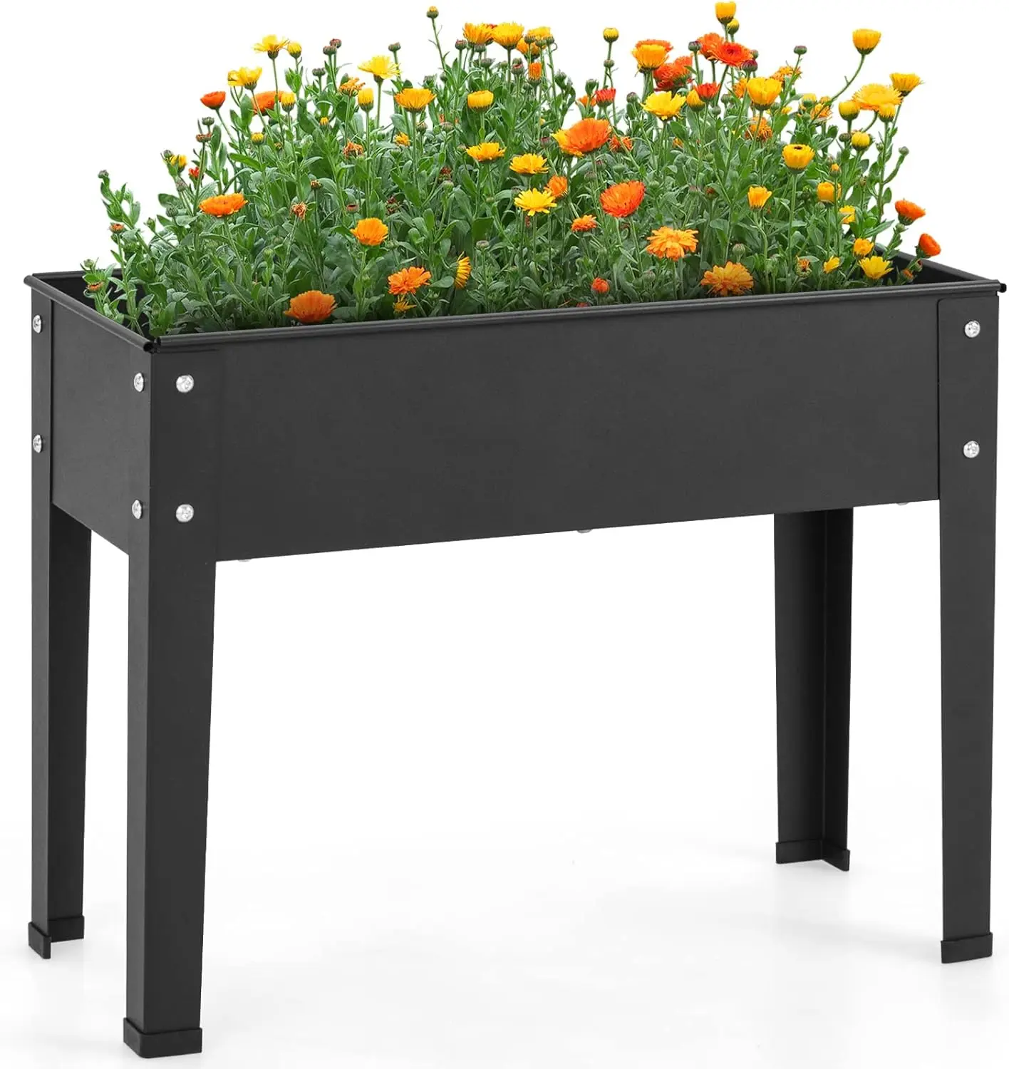 

Raised Garden Bed, Metal Planter Box with Legs, Drain Hole, Outdoor Indoor Elevated Garden Box for Vegetable Flower Herb Fruit,
