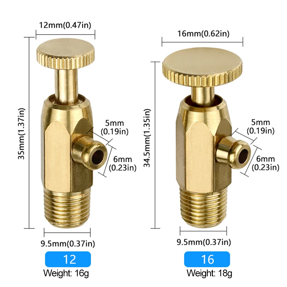 Válvula de liberación de presión de aire de latón, accesorio de pieza de válvula de agua para radiador de hierro fundido antiguo, boquilla de 12mm/16mm, tipo de ajuste manual, 1 Uds.
