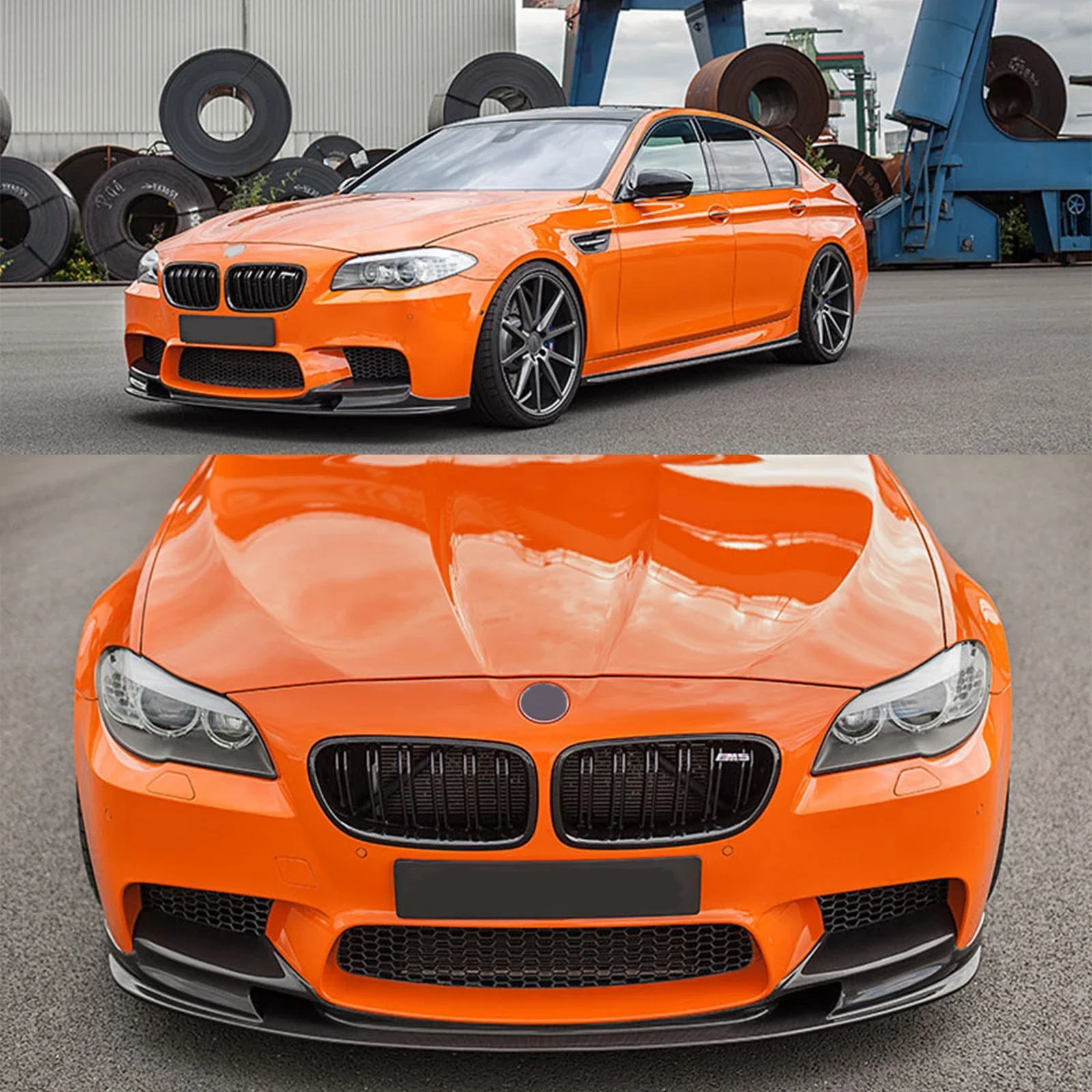 A Set Car Front Bumper Spoiler Lip For BMW F10 M5 2012-2016 Lower Air Vent Corner Spat Side Splitter Cover Guard