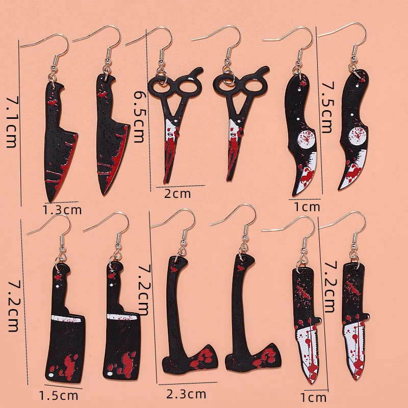 Cute Girls Acrylic Knife Axe Scissors Dangle Earrings Punk Style Party Jewelry Acrylic Earrings for women