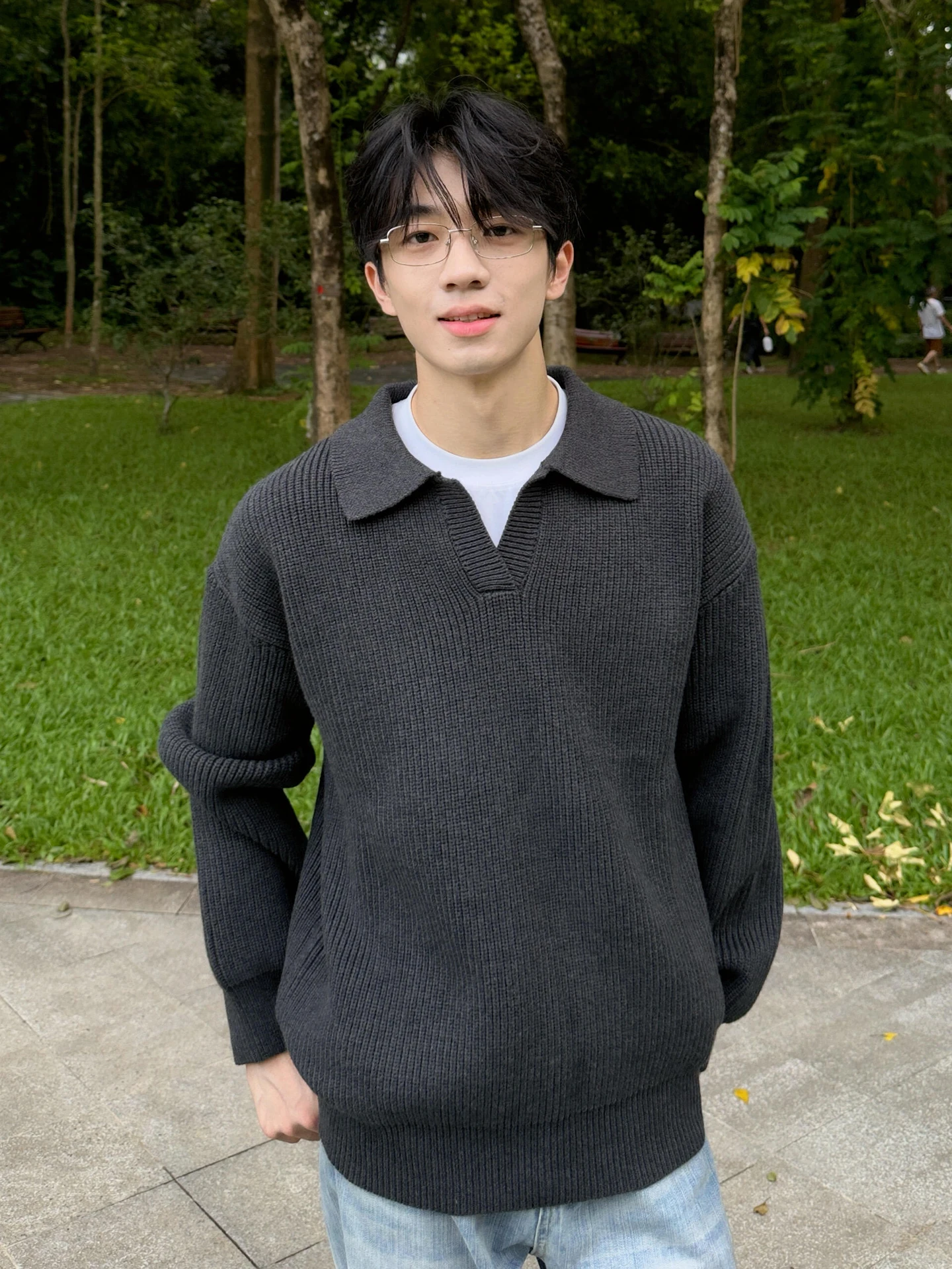 

Мужской вязаный свитер Deep ey Ne Knitwear с отложным воротником, осенне-зимний, молодежный, повседневный, с длинным рукавом