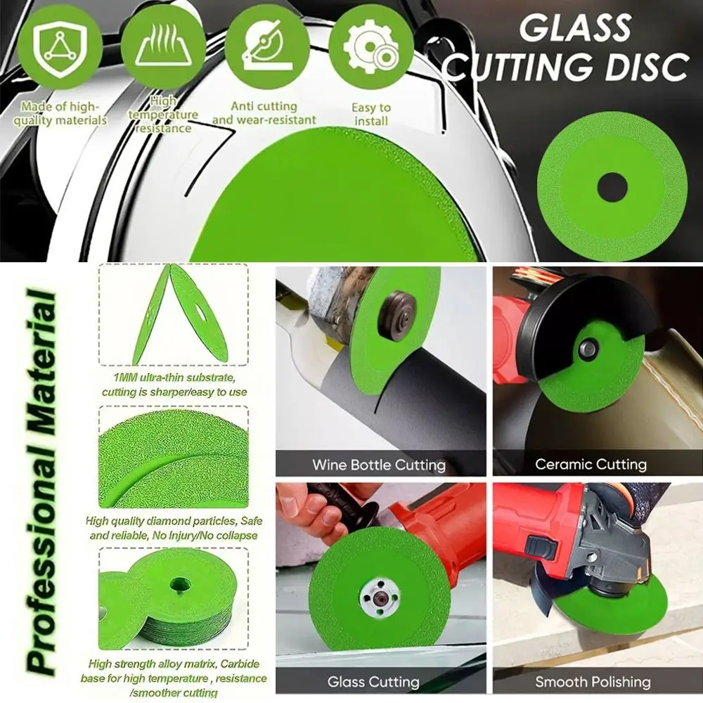 Portable Steel Glass Cutting Disc 100mm Diameter Polishing Cutting Blade Glass Cutting Blade Circular Cutting Disk for Ceramics