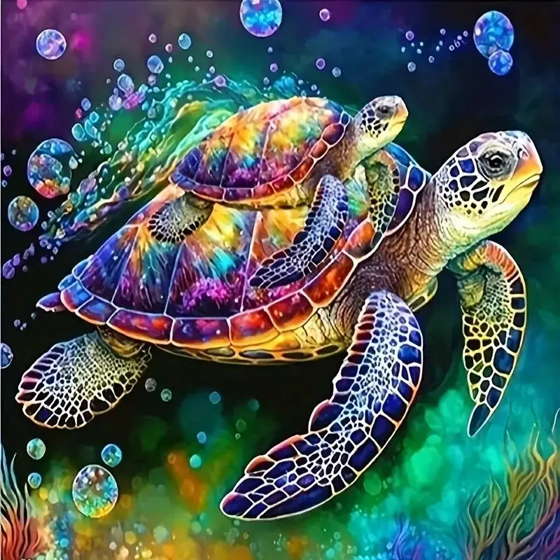 GATYZTORY Diamond Painting Full Square Round Turtle 5D Diamond Embroidery Mosaic Animal Kits Art Home Decoration