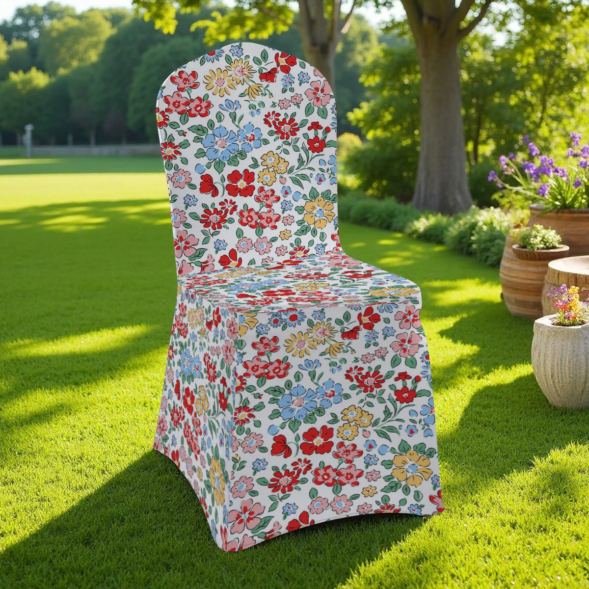 2D Floral Printed Stretch Full Coverage Chair Cover, Universal Size for Hotel/Home/Outdoor Use, Anti - Slip