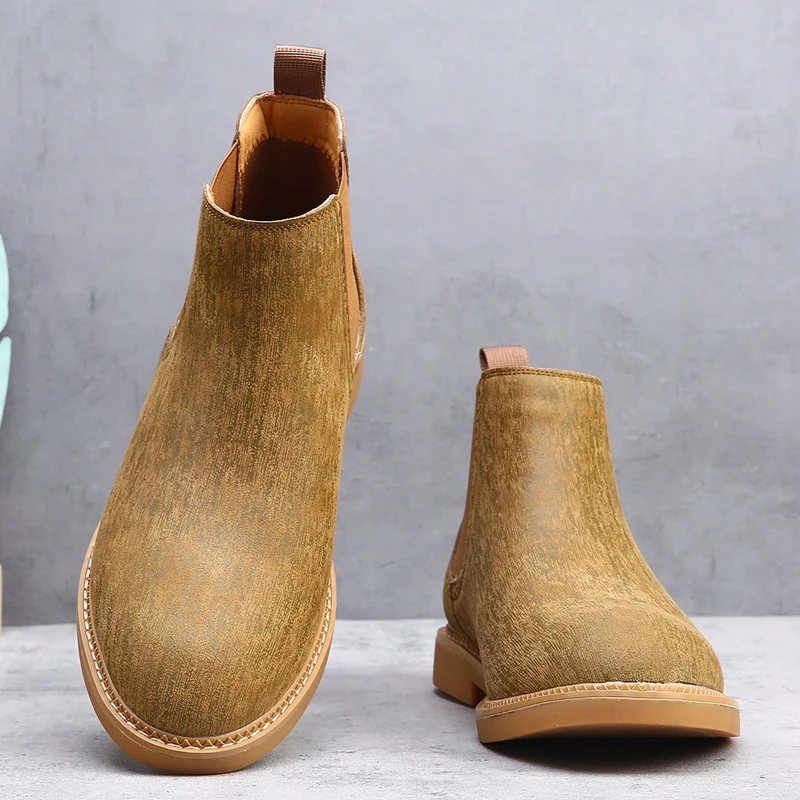 Autumn and Winter Men Plus Size Chelsea Boots Round Toe Elastic Band Simple and Comfortable Youthful and Casual Fashionable Boot