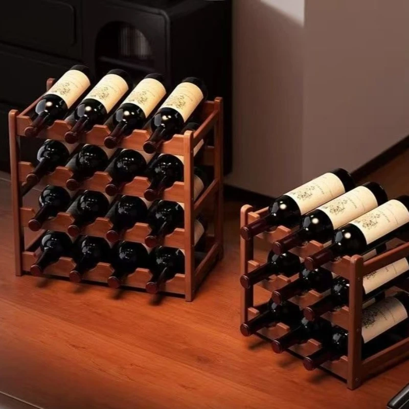 Creative Grid Wine Rack Tabletop Red Wine Bottle Display Rack Simple Assembly Storage Cabinet Household Bar Home Decor