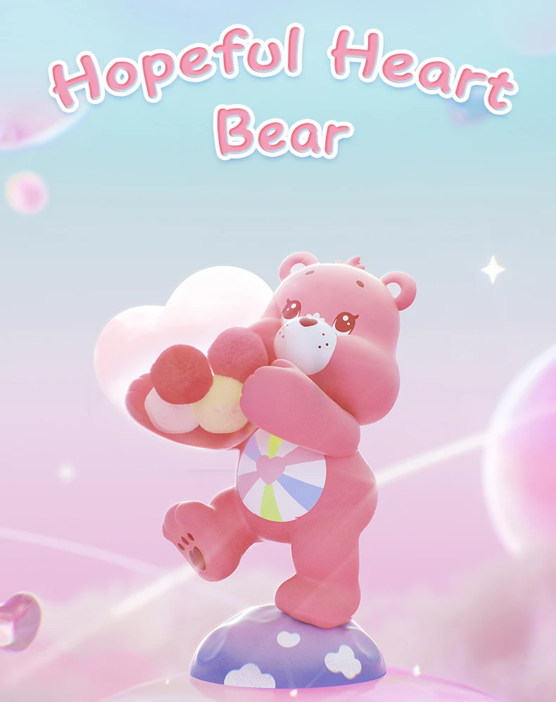 FUNISM CARE BEARS Série Healing Planet Caixa Surpresa Colecionável com Revestimento Perolado que Brilha no Escuro Decoração de Mesa para Adolescentes