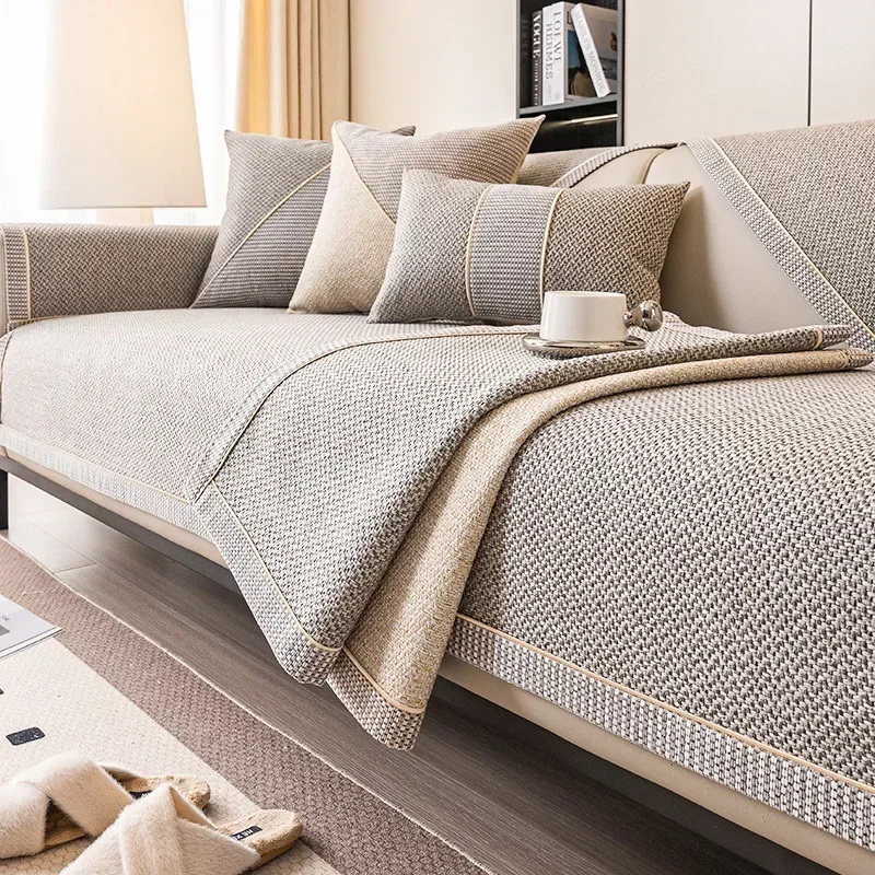 2024 New Cotton Linen Sofa Cushion Non-slip Sofa Covers Counch Backrest Towel Cloth Seat Mat Universal All Season Home Decor