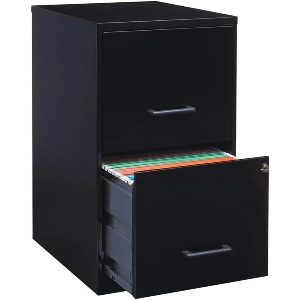 Metal 2 Drawer Letter File Cabinet in Black