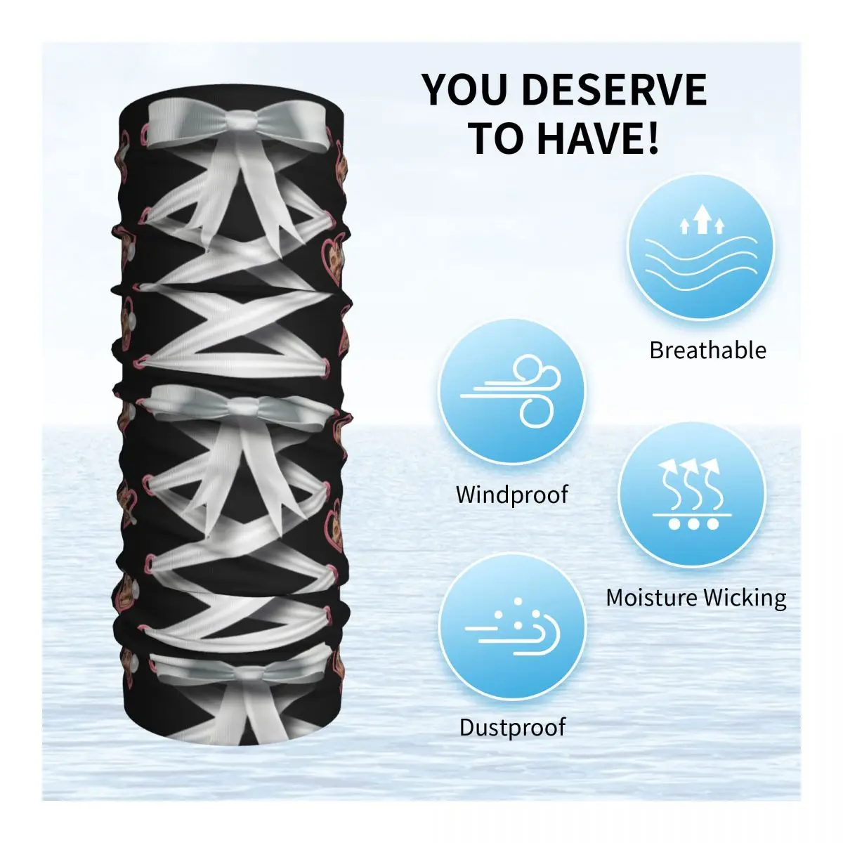 맞춤형 흰색 리본 사랑 얼굴 사진 반다나 겨울 넥 워머 남성용 방풍 랩 페이스 스카프 하이킹 가이터 헤드밴드