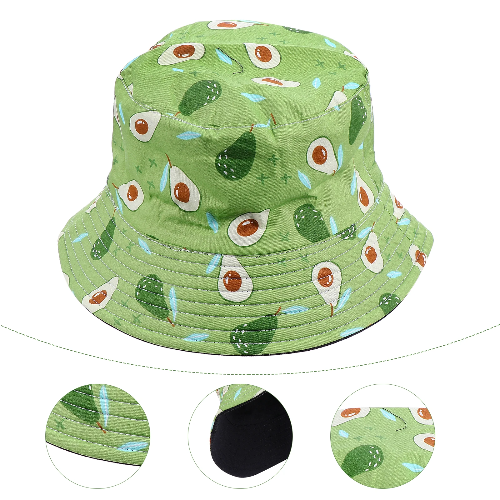 

1pc Reversible Fisherman Hat Fruits Printed Anti Uv Double Side Bucket Cap Cotton Lightweight Sun Protection For Men Women