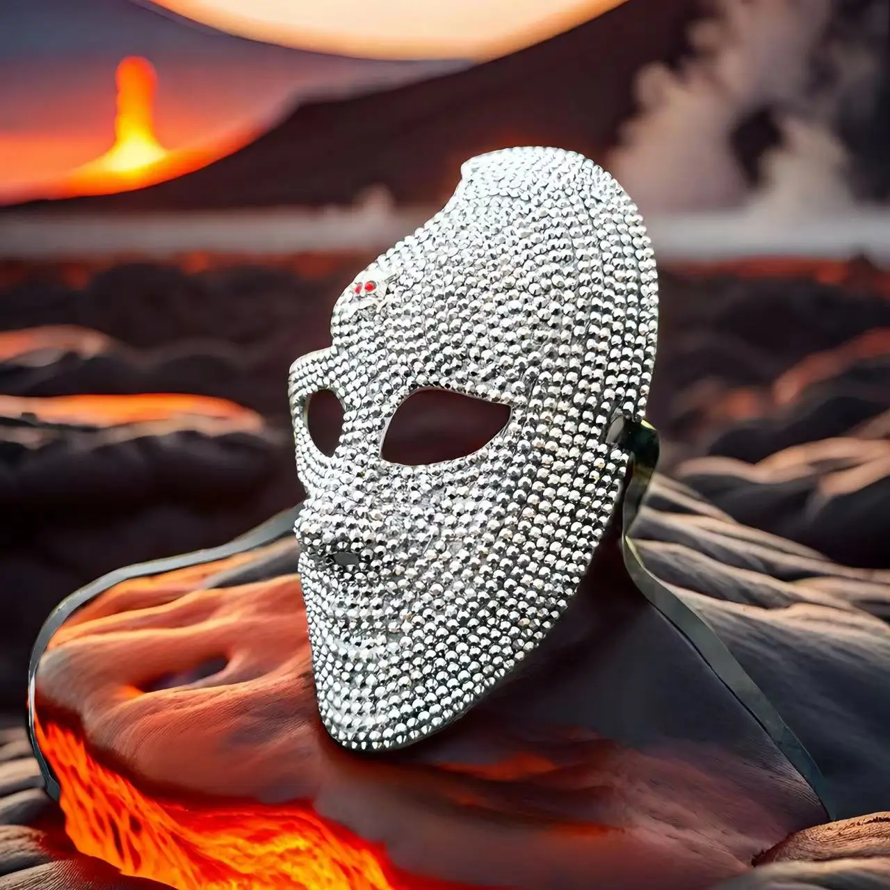 Burning Man Glitter Skull Face Mask, Full Face Cosplay, Burningman Festival Prop, Gold and Silver, Dancing Party