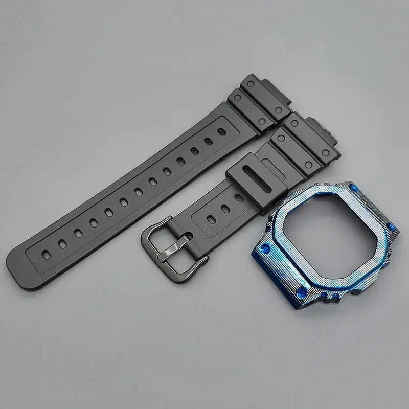 Blue Camouflage Watch Strap Band Bezel Stainless Steel For DW 5600 GW5000 DW5035 Metal Cheap Watchbands Cover Tools DW5600