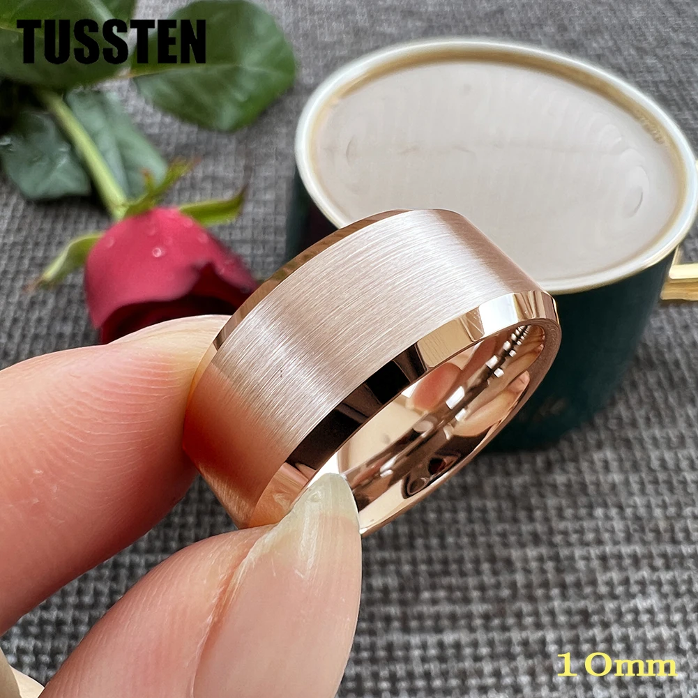 Dropshipping TUSSTEN 10MM Big Men Ring Tungsten Wedding Band Stepped Beveled Great Workmanship Fathers' Day Gift Jewelry