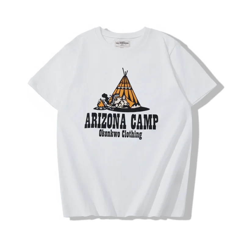 Summer 2026 New Arizona Camping T-shirt 200g American Western Indian Style Outdoor Printed Round Neck