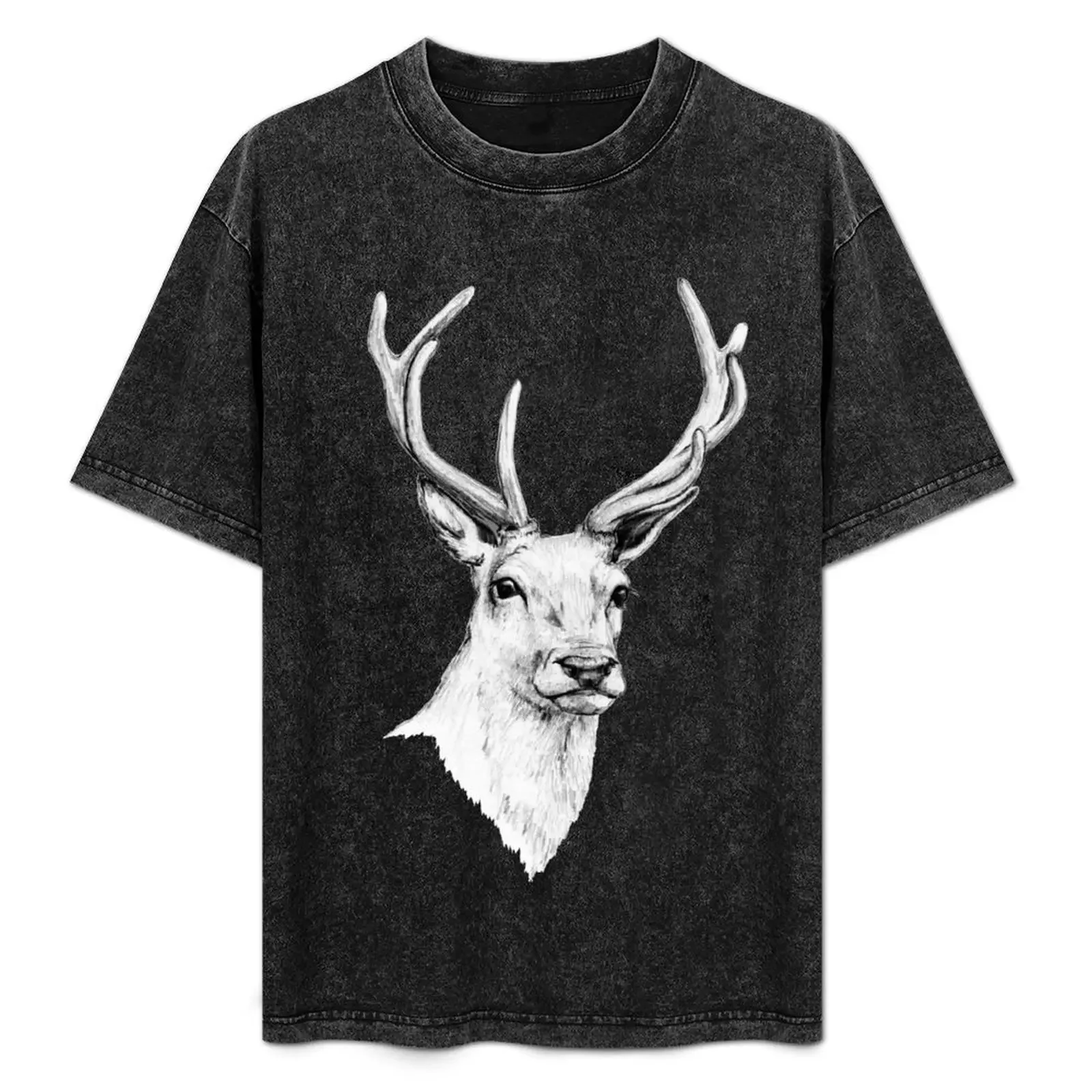 

Deer Antlers Stag Head T-Shirt Short sleeve tee anime shirt korean fashion men clothings