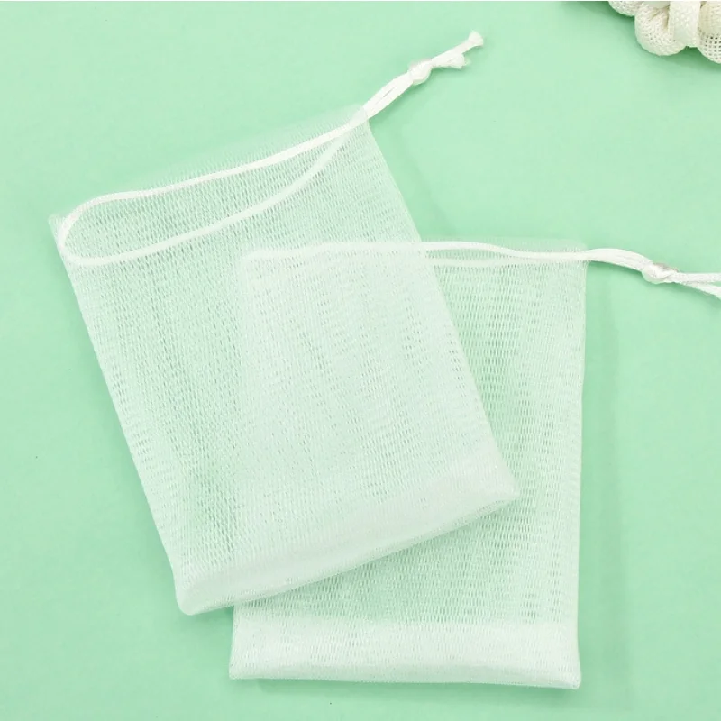 1/20PCS Facial Cleanser Soap Mesh Bags Foaming Mesh Soap Body Wash Foaming Mesh Bag Drawstring Bags Household Cleaning Supplies