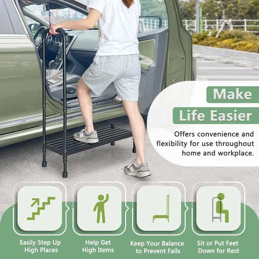 خطوات للأسرة العالية للبالغين، مقعد طبي بجانب السرير مع مقبض لكبار السن، مقعد معدني شديد التحمل للمعاقين في السرير #5