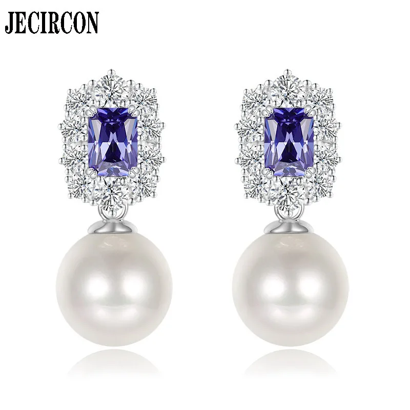 

JECIRCON S925 Sterling Silver 12mm Flawless Freshwater Pearl Earrings Fashionable Temperament High-end Versatile Studs for Women