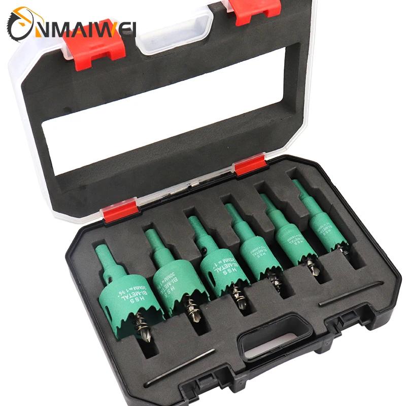 HSS Steel Drilling Hole Saw Drill Bit Cutter Bi-Metal for Aluminum Iron Stainless Steel DIY Wood Cutter Drill Bits 8pcs 16-35mm