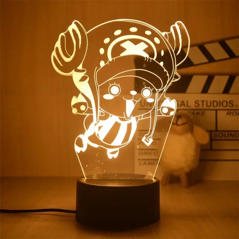 Anime uma peça luffy 3d led night light roronoa zoro nico navio pirata figuras candeeiro de mesa decoração presente do feriado