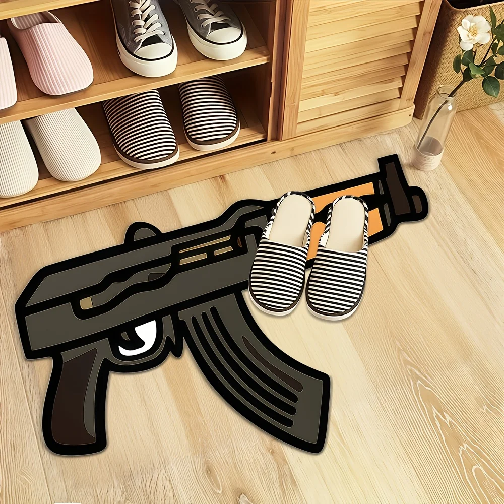 VIKAMA Creative Gun Design Printed Carpet, Non-Slip And Stain-Resistant, Ideal For Living Room And Bedroom Home Decor Floor Mats