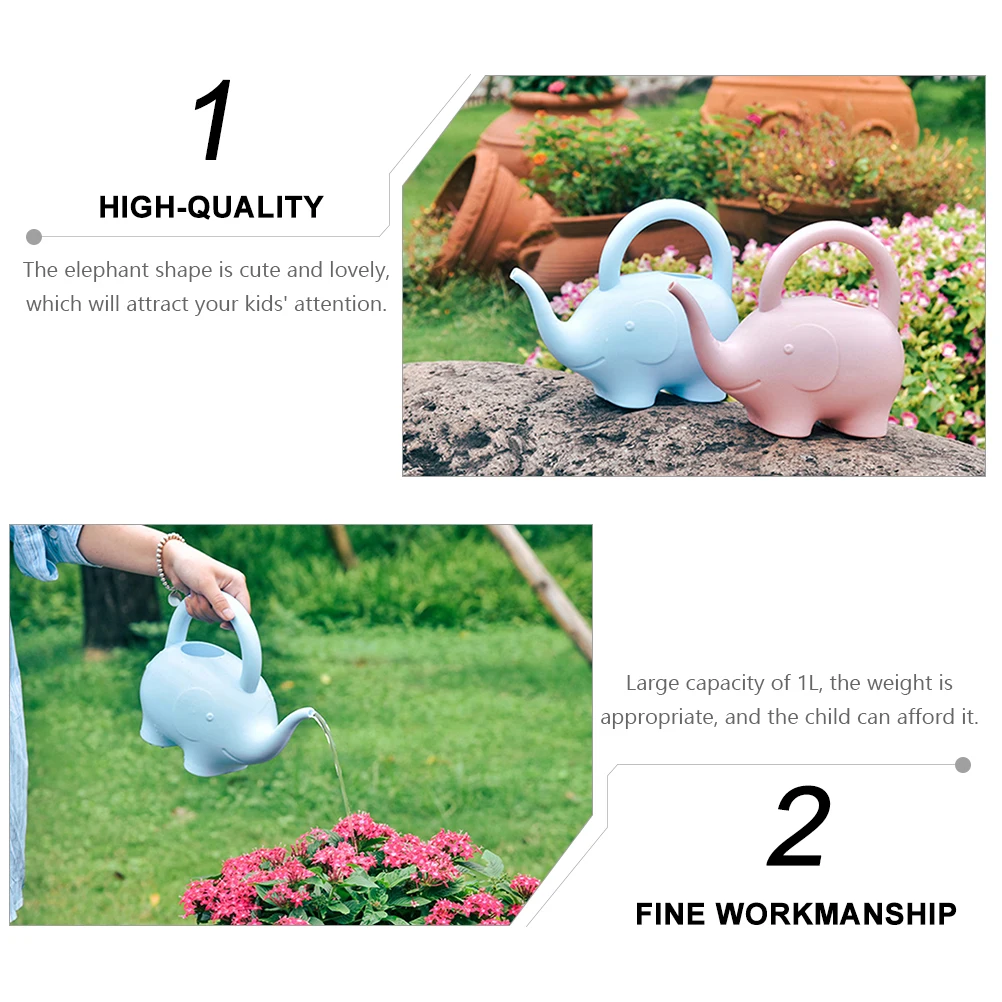 

Elephant Shaped Children Watering Can 1L Large Capacity Durable Kids Gardening Tool Cartoon Watering Pots Sturdy Material Parent