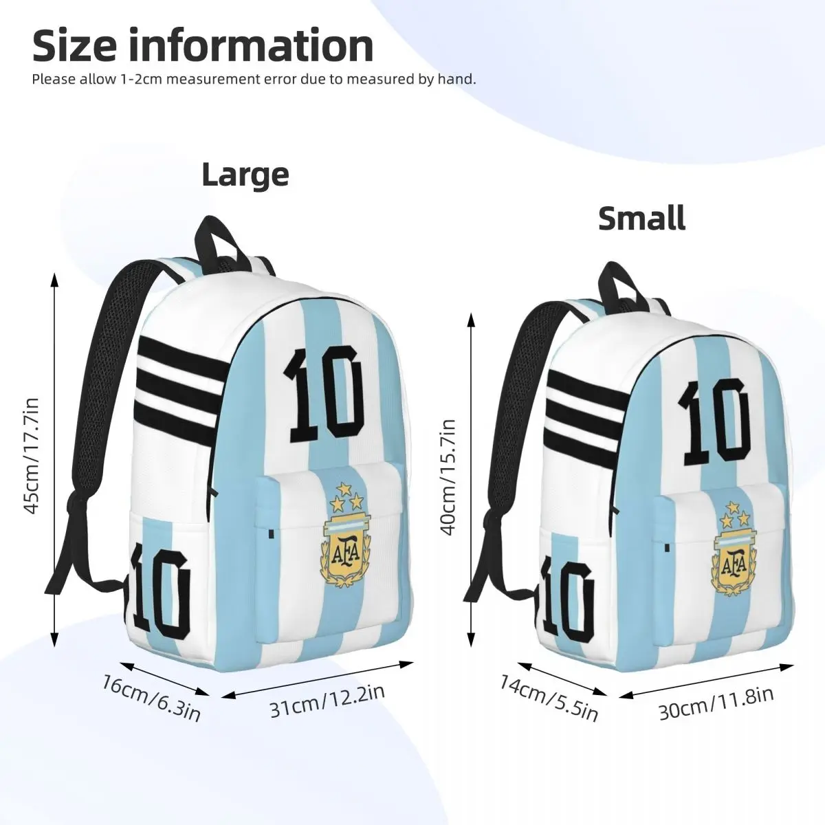 Argentina Famouse Football Backpack Student Schoolbag Business Soccer Lover Footballer Daypack for Men Women Laptop Canvas Bags